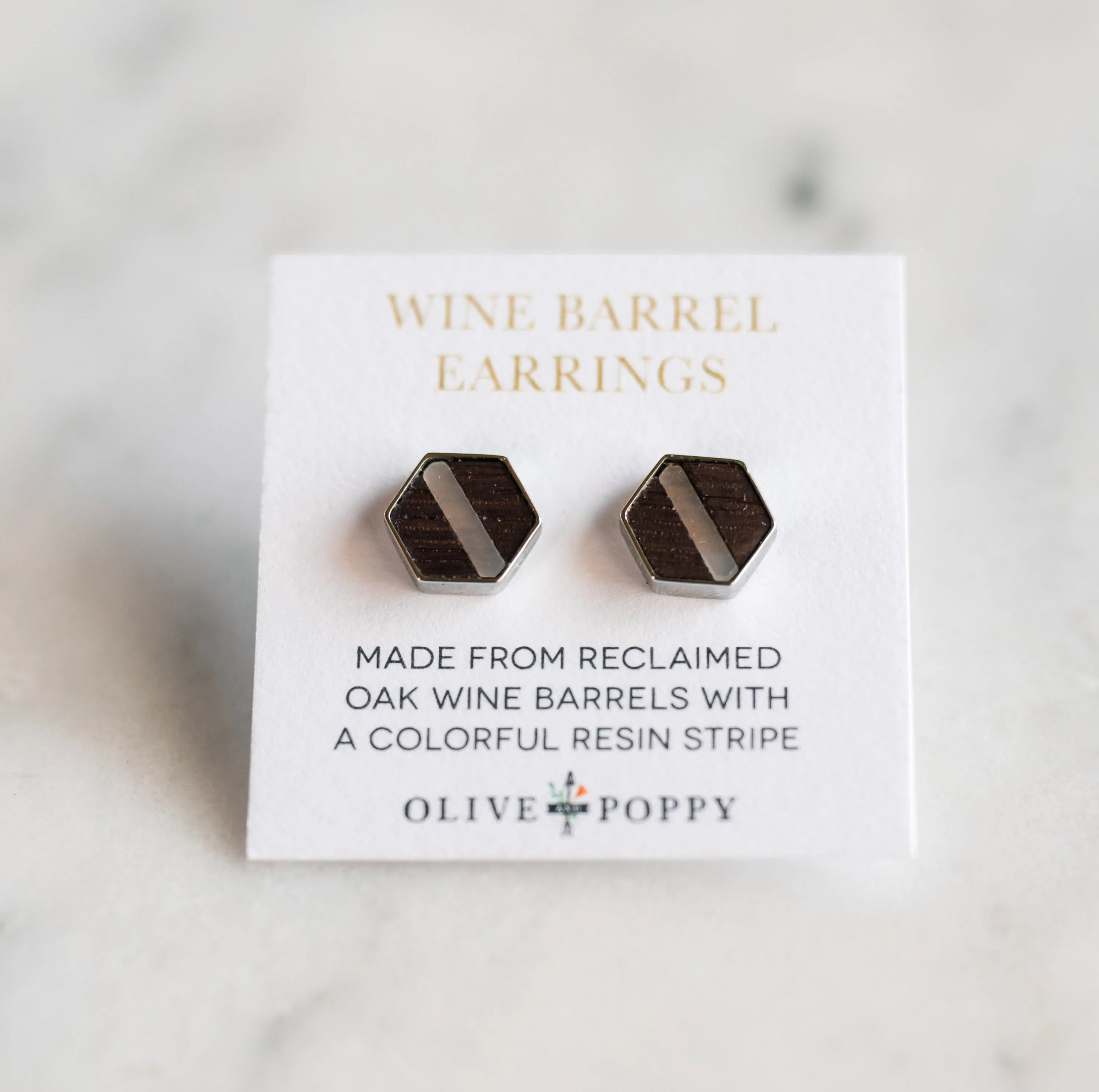 Lucite Barrel Earrings - White Translucent