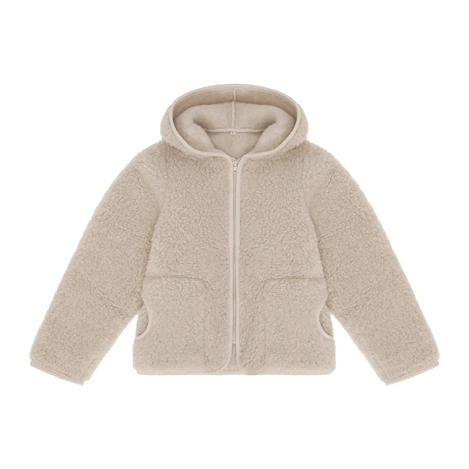 MAMA Ciara 100% Wool Hooded Jacket (Biscuit)