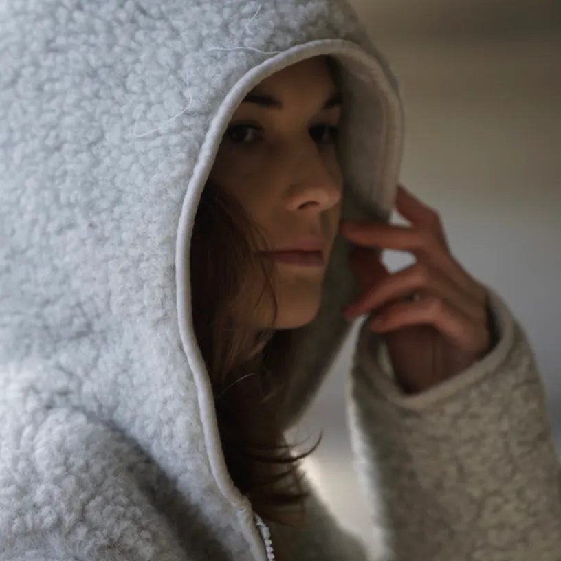 MAMA Ciara 100% Wool Hooded Jacket (Grey)
