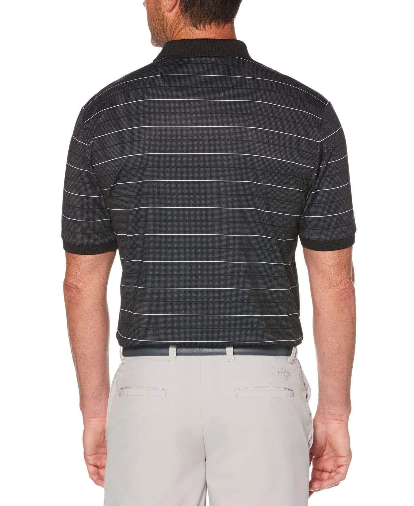 Mens Printed Houndstooth Stripe Polo