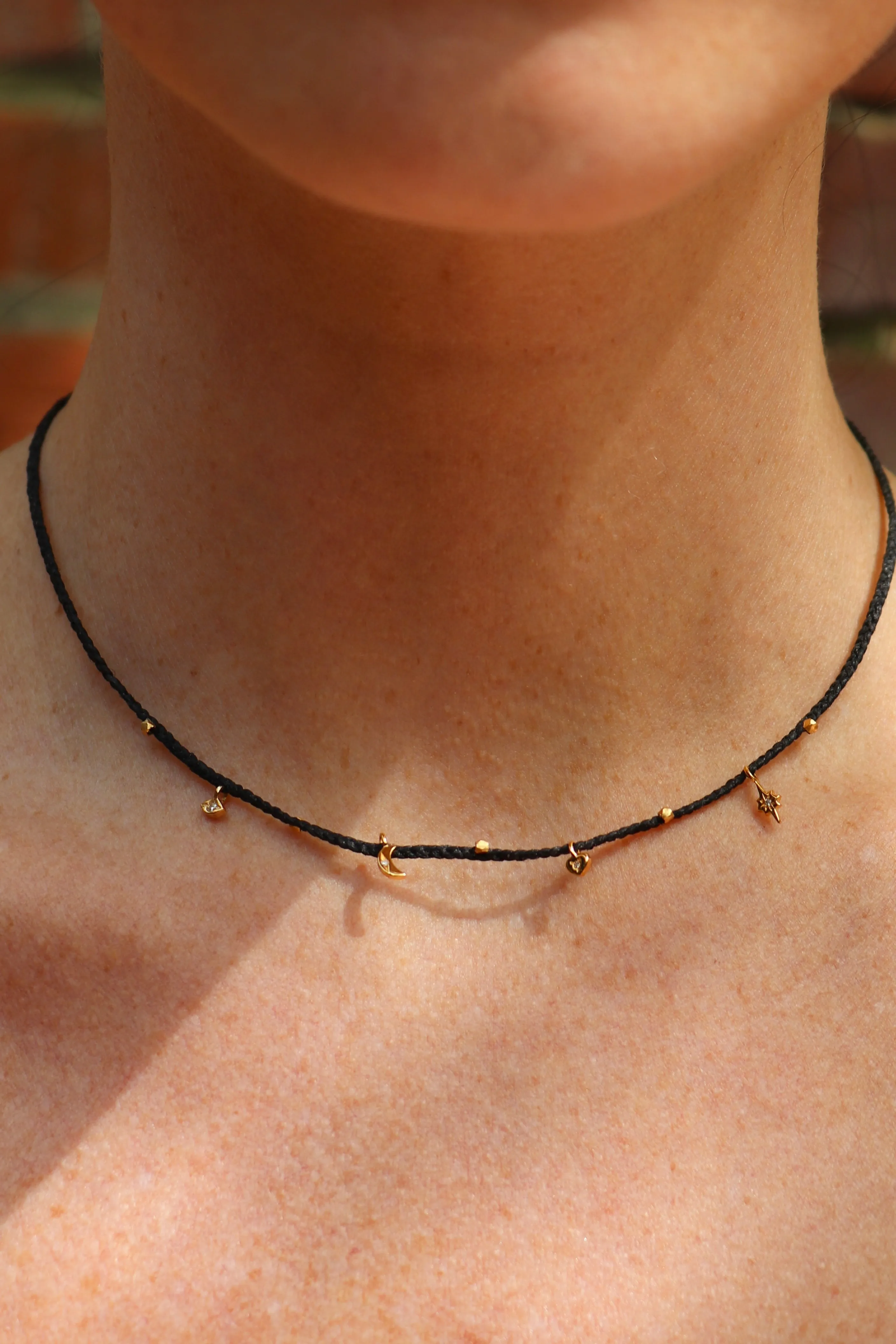 Mini Celestial Charms Necklace in Black