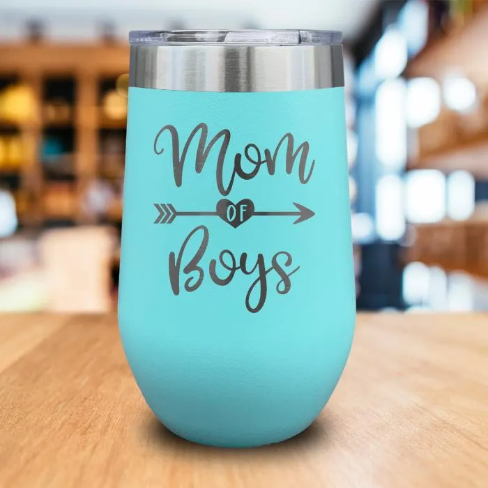 Mom of Boys Engraved Wine Tumbler