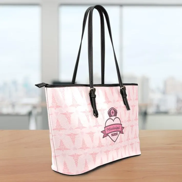 MS Nurse Pink Large Leather Tote Bag