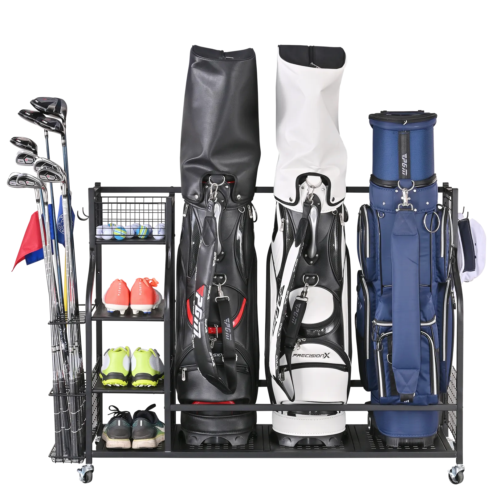 Mythinglogic 3 Golf Bags Storage Organizer-Extra Large Size Fits 3 Full Size Golf Bags With Lockable Wheels