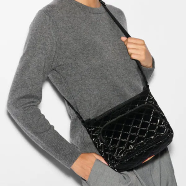 MZ Wallace Metro Scout Crossbody Deluxe in Black Liquid