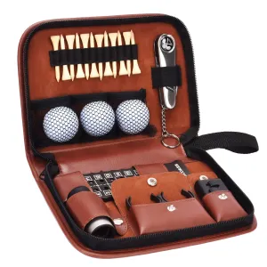 Premium Leather Golf Accessory Set - Versatile Golf Ball Holder & Organizer