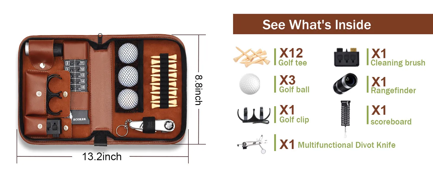 Premium Leather Golf Accessory Set - Versatile Golf Ball Holder & Organizer