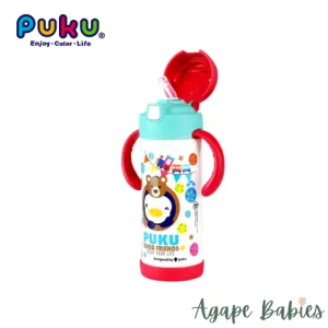 Puku Insulated Straw Bottle (White)   Tritan Sprout Bottle 500ml (Green) (Bundle Pack)