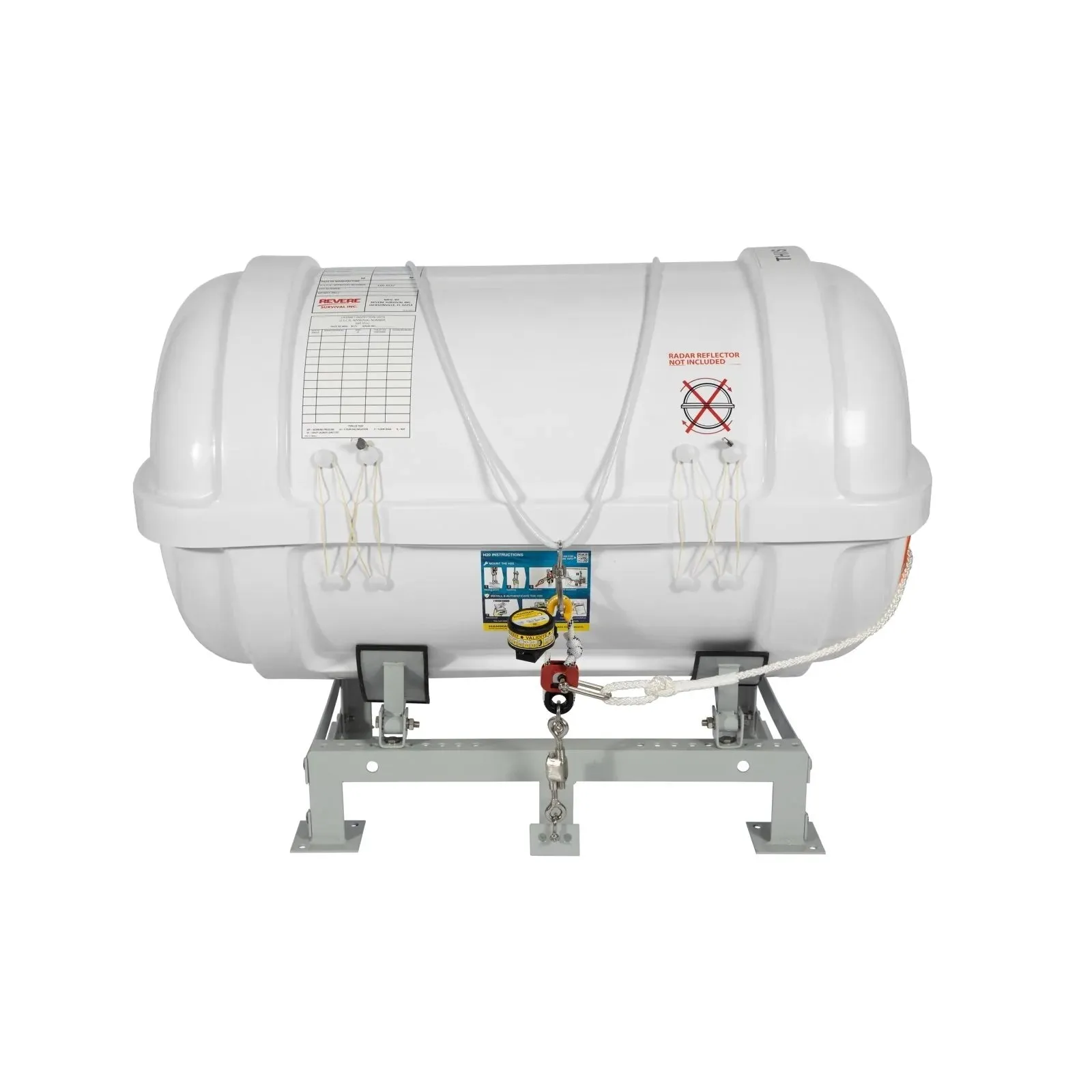 Revere 6-25 Person B-Pack , USCG/SOLAS Approved Round Container Life raft with cradle