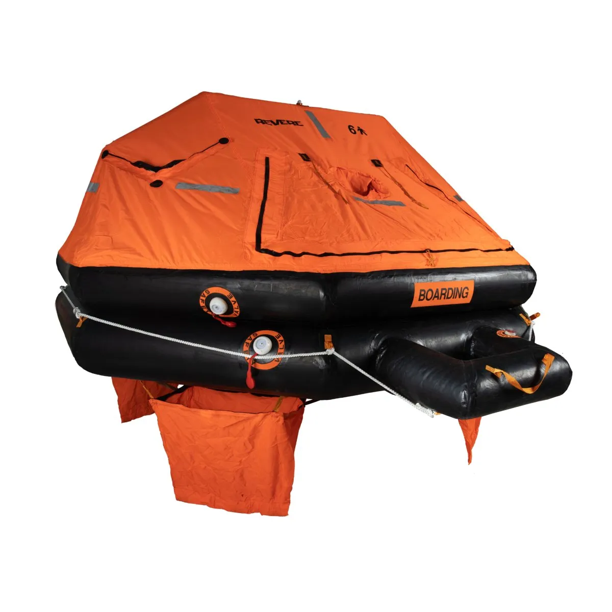 Revere 6-25 Person B-Pack , USCG/SOLAS Approved Round Container Life raft with cradle