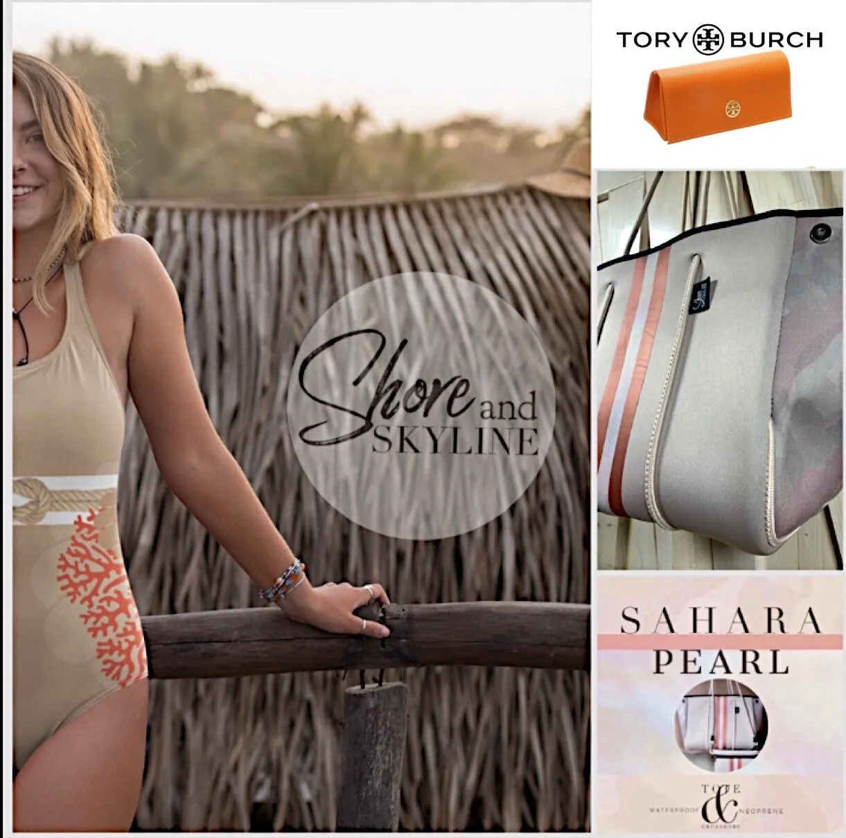 SAHARA PEARL & ROSE 2-in-1 Neoprene Tote Bag Crossbody sand khaki dusty rose camo rose-gold beige khaki bag waterproof purse beach birthday