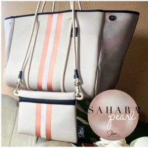 SAHARA PEARL & ROSE 2-in-1 Neoprene Tote Bag Crossbody sand khaki dusty rose camo rose-gold beige khaki bag waterproof purse beach birthday