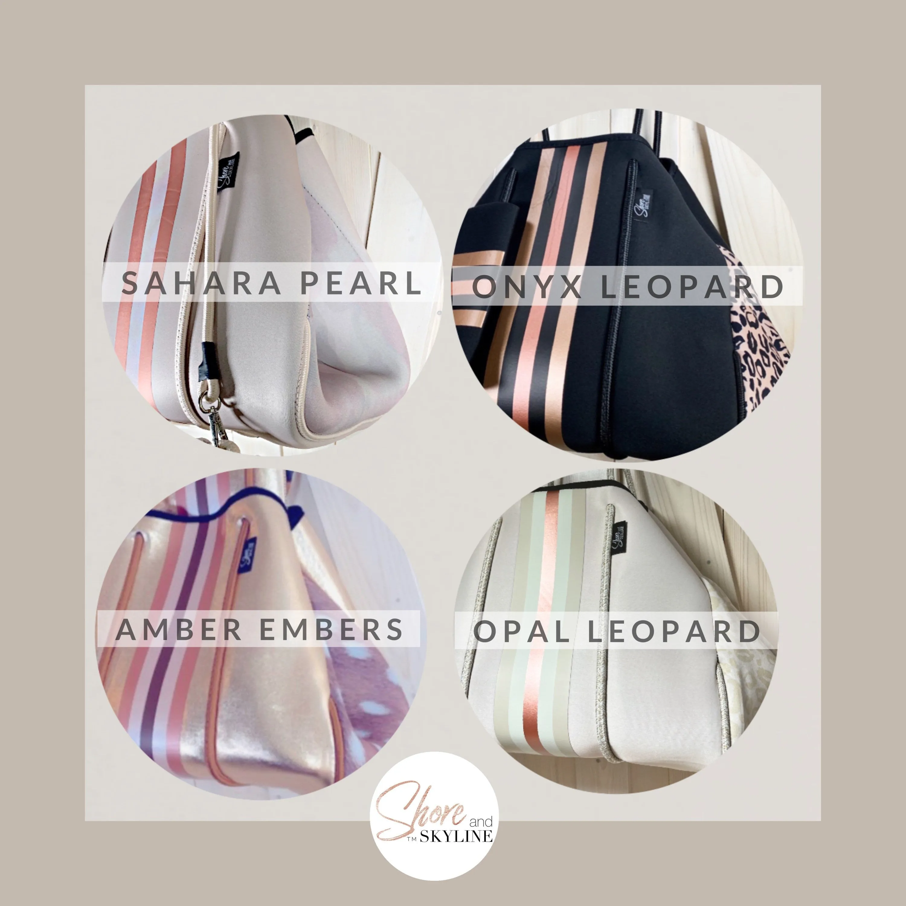 SAHARA PEARL & ROSE 2-in-1 Neoprene Tote Bag Crossbody sand khaki dusty rose camo rose-gold beige khaki bag waterproof purse beach birthday