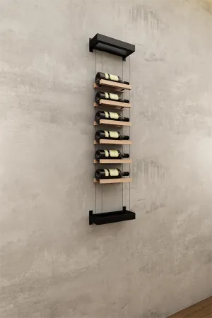 Single column above counter BUOYANT® wine cable wine rack with top and bottom wall mount