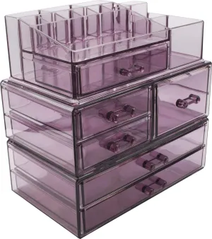 Sorbus Cosmetics Makeup and Jewelry Storage Case Display Sets -Interlocking Drawers to Create Your Own Specially Designed Makeup Counter -Stackable and Interchangeable (Purple)