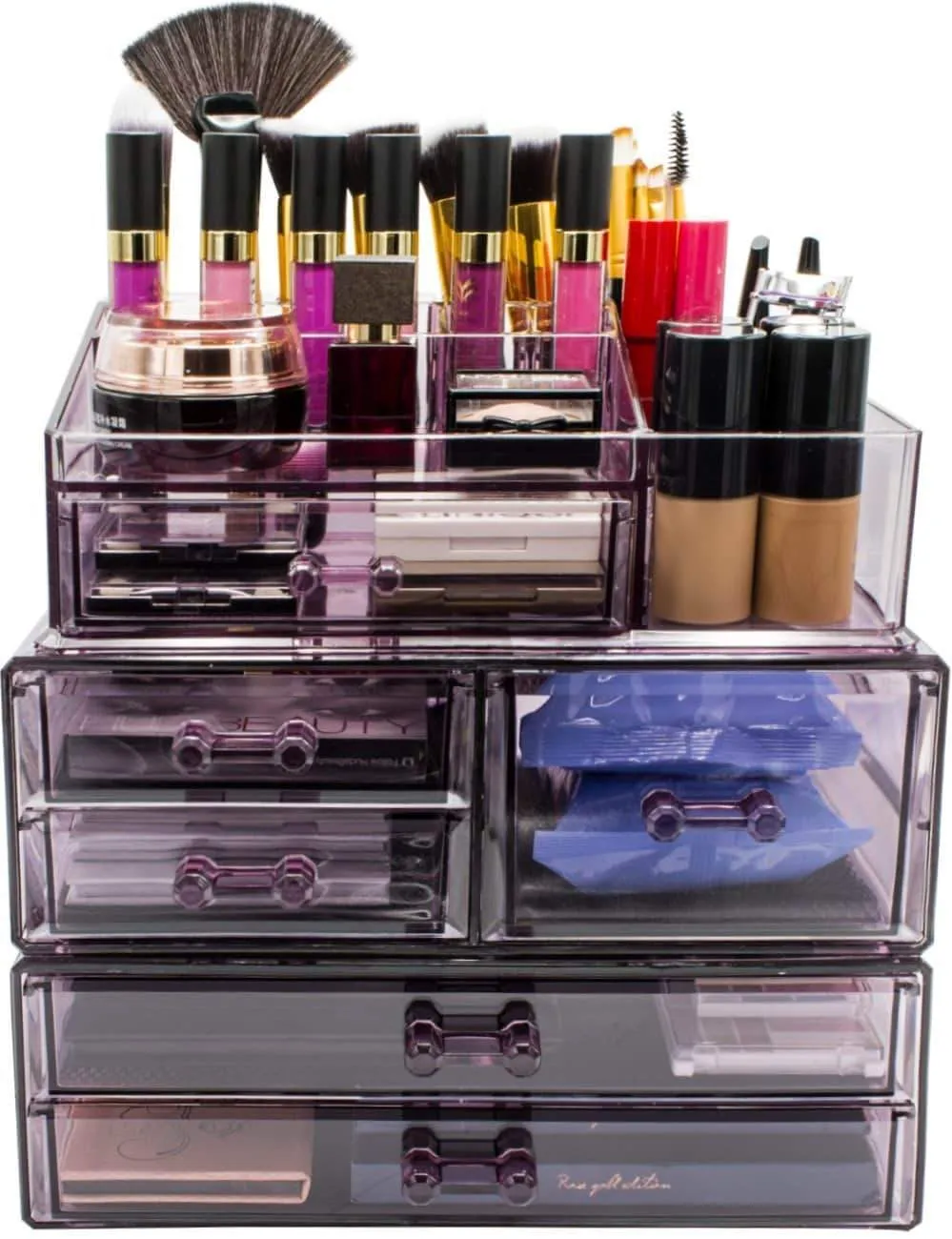 Sorbus Cosmetics Makeup and Jewelry Storage Case Display Sets -Interlocking Drawers to Create Your Own Specially Designed Makeup Counter -Stackable and Interchangeable (Purple)