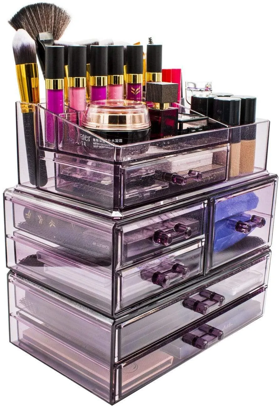 Sorbus Cosmetics Makeup and Jewelry Storage Case Display Sets -Interlocking Drawers to Create Your Own Specially Designed Makeup Counter -Stackable and Interchangeable (Purple)
