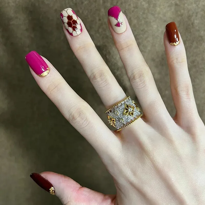 Square snake print pink and wine