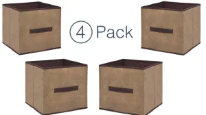 Storage Cube Organizer - Small Collapsible Storage Cubes in Brown (4) Closet Organizers - Storage Container With Handle - Under The Bed Storage Drawers