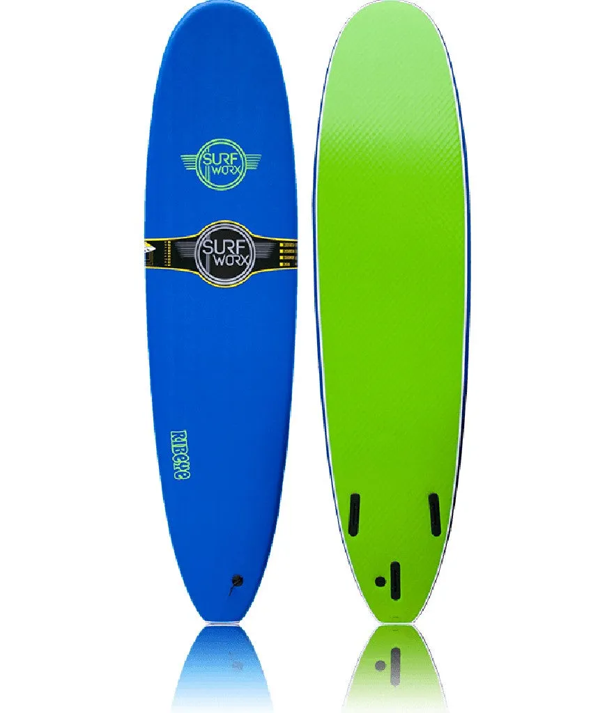 SURFWORX RIBEYE MINI MAL 8' WITH LEASH AND FINS - NAVY