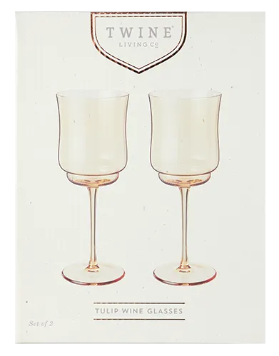 Tulip Stemmed Wine Glass 2 Piece Set in Amber
