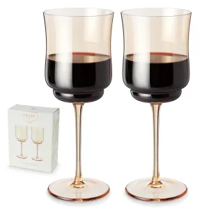 Tulip Stemmed Wine Glass 2 Piece Set in Amber