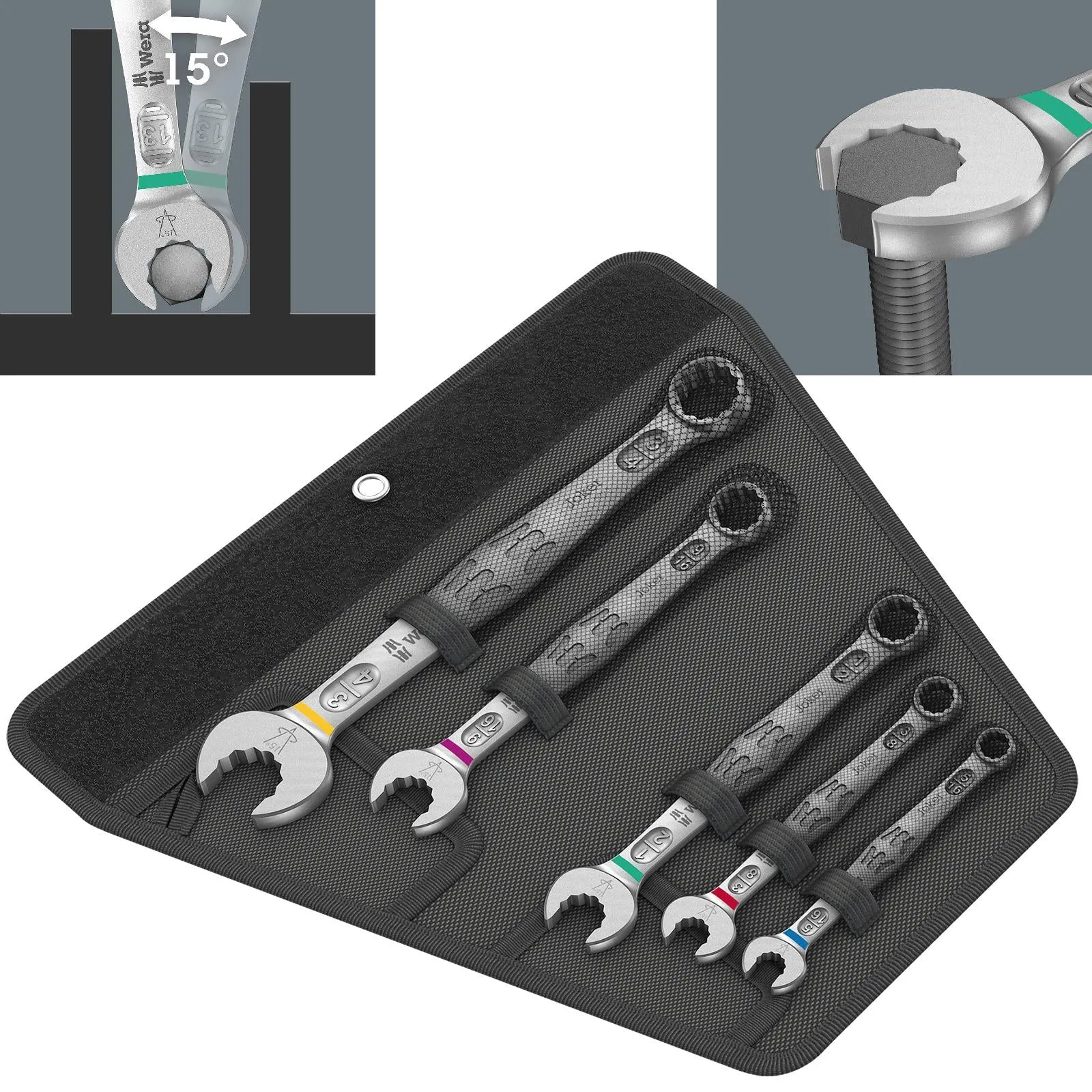 Wera 6003 Joker 5 Imperial Set 1 Combination Spanner Wrench 5 Piece 5/16"-3/4" in Case