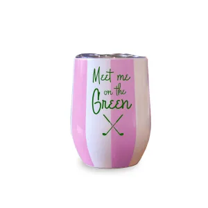 Wine Tumbler (Pink & White Stripe) - Meet Me on the Green - Golf