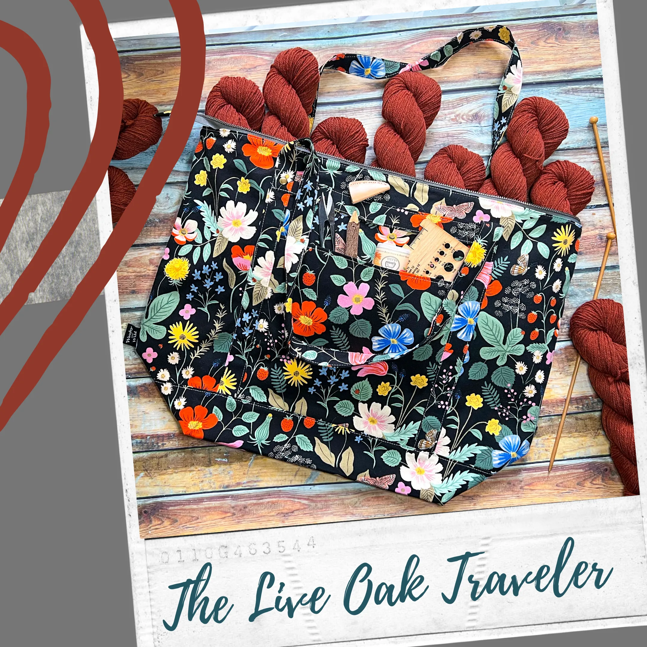 *Witch's Floral*- Signature Zippered Knitting Project Bag