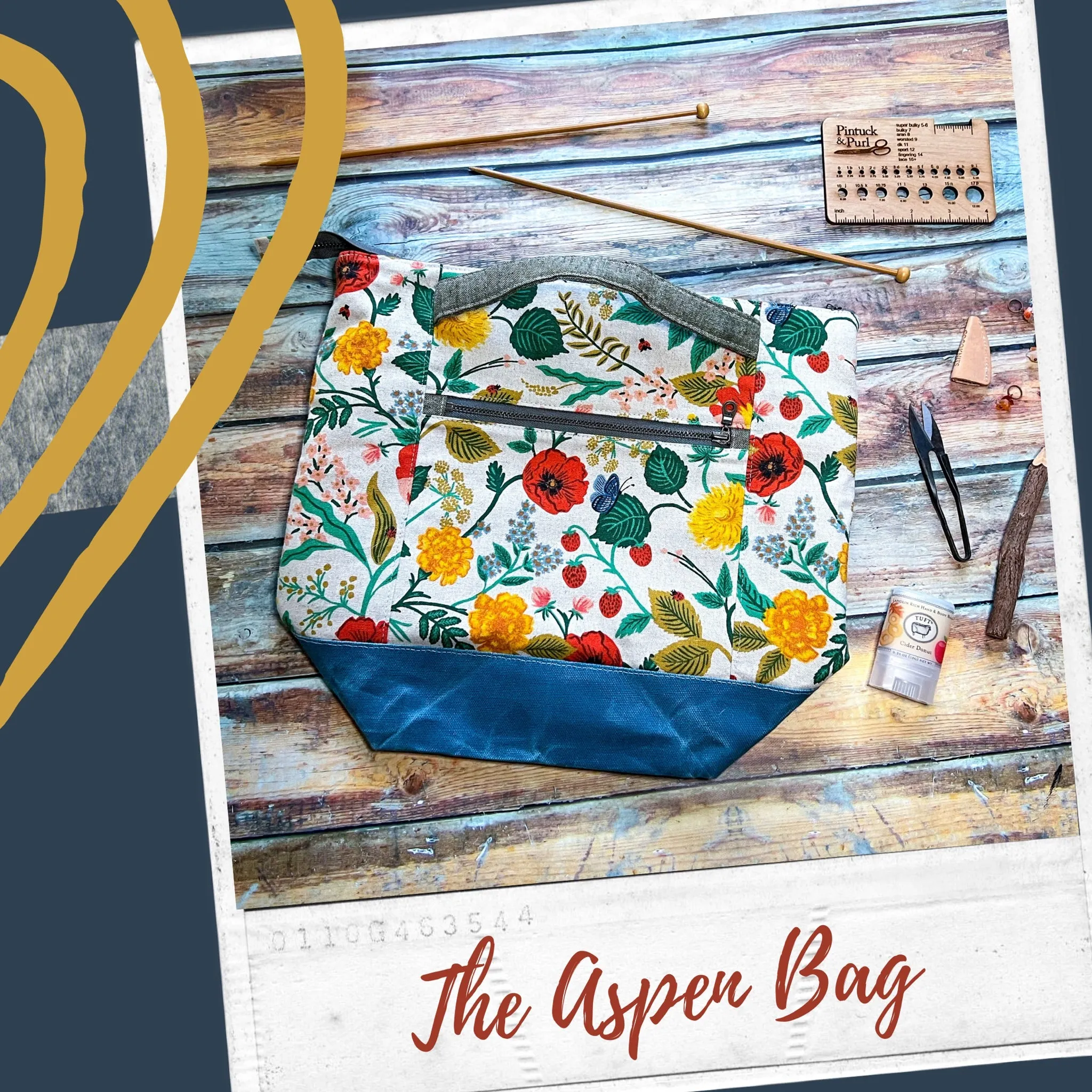 *Witch's Floral*- Signature Zippered Knitting Project Bag