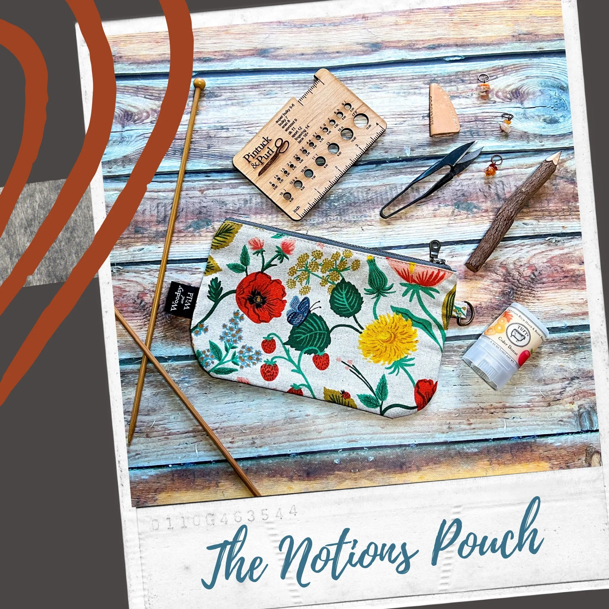*Witch's Floral*- Signature Zippered Knitting Project Bag