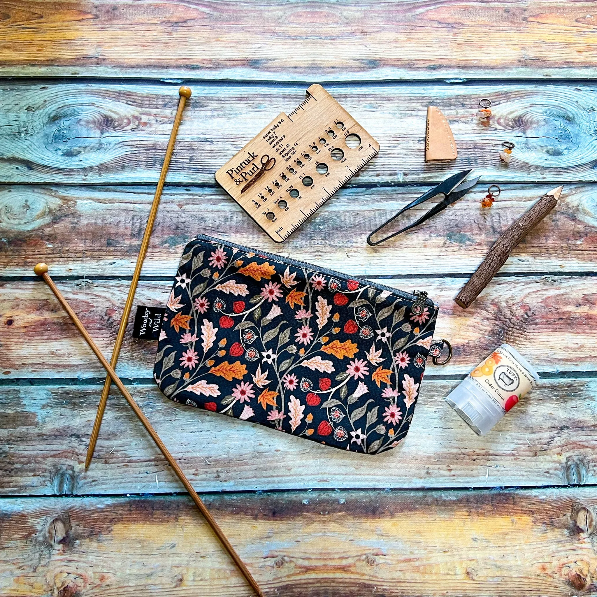 *Witch's Floral*- Signature Zippered Knitting Project Bag