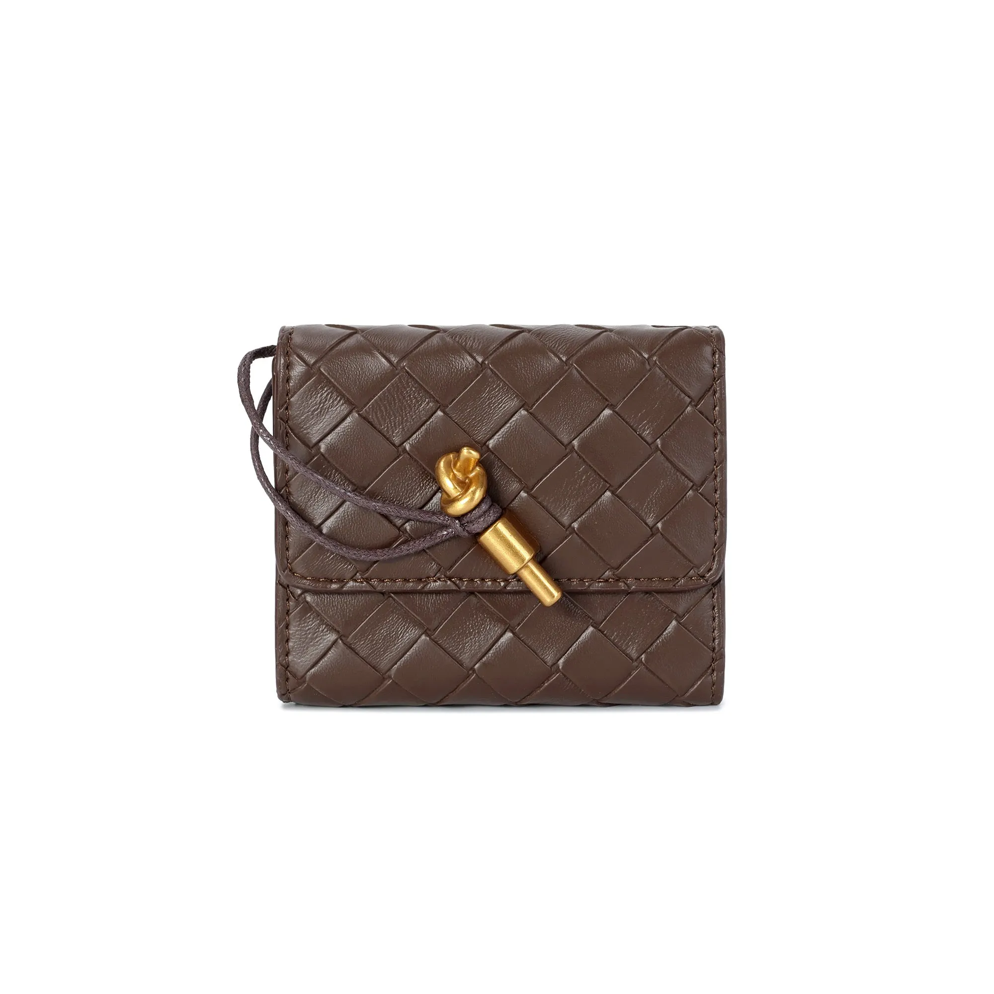 Woven Leather Compact Wallet
