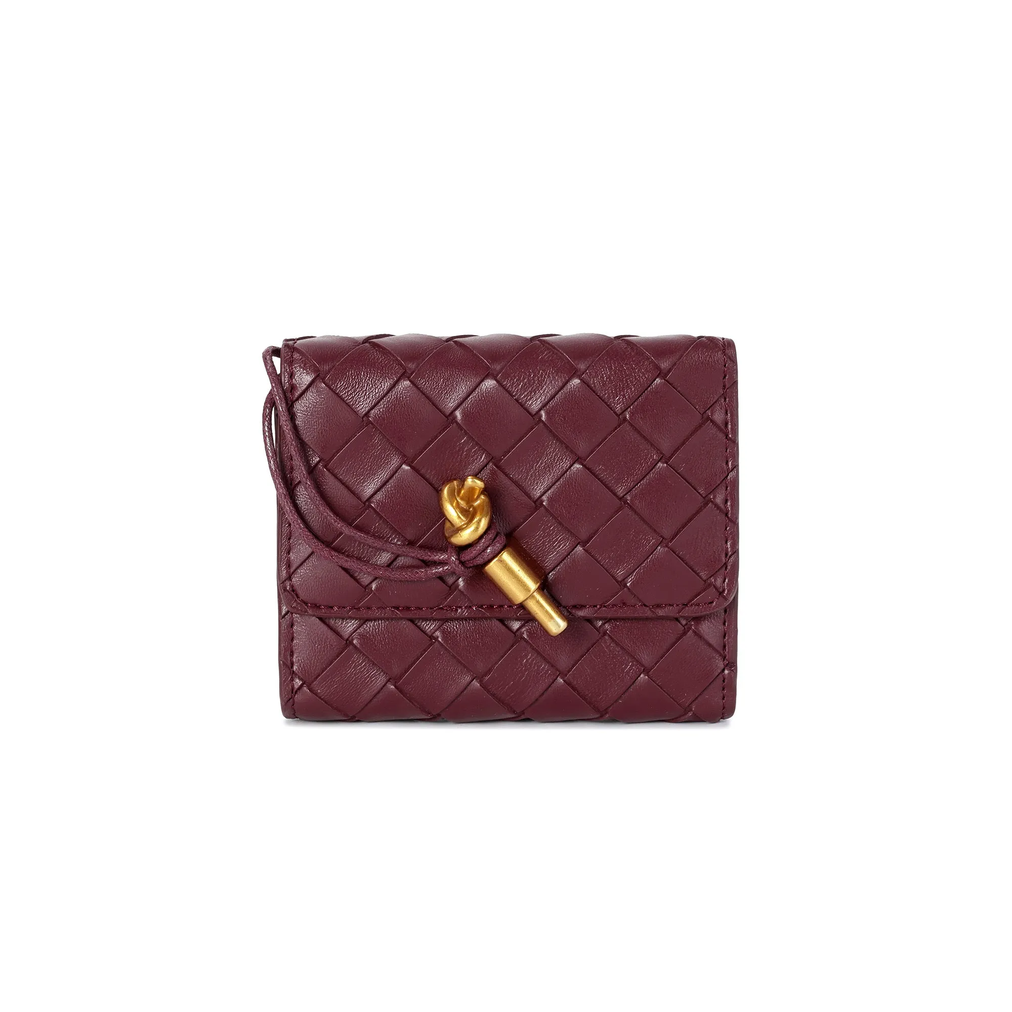 Woven Leather Compact Wallet