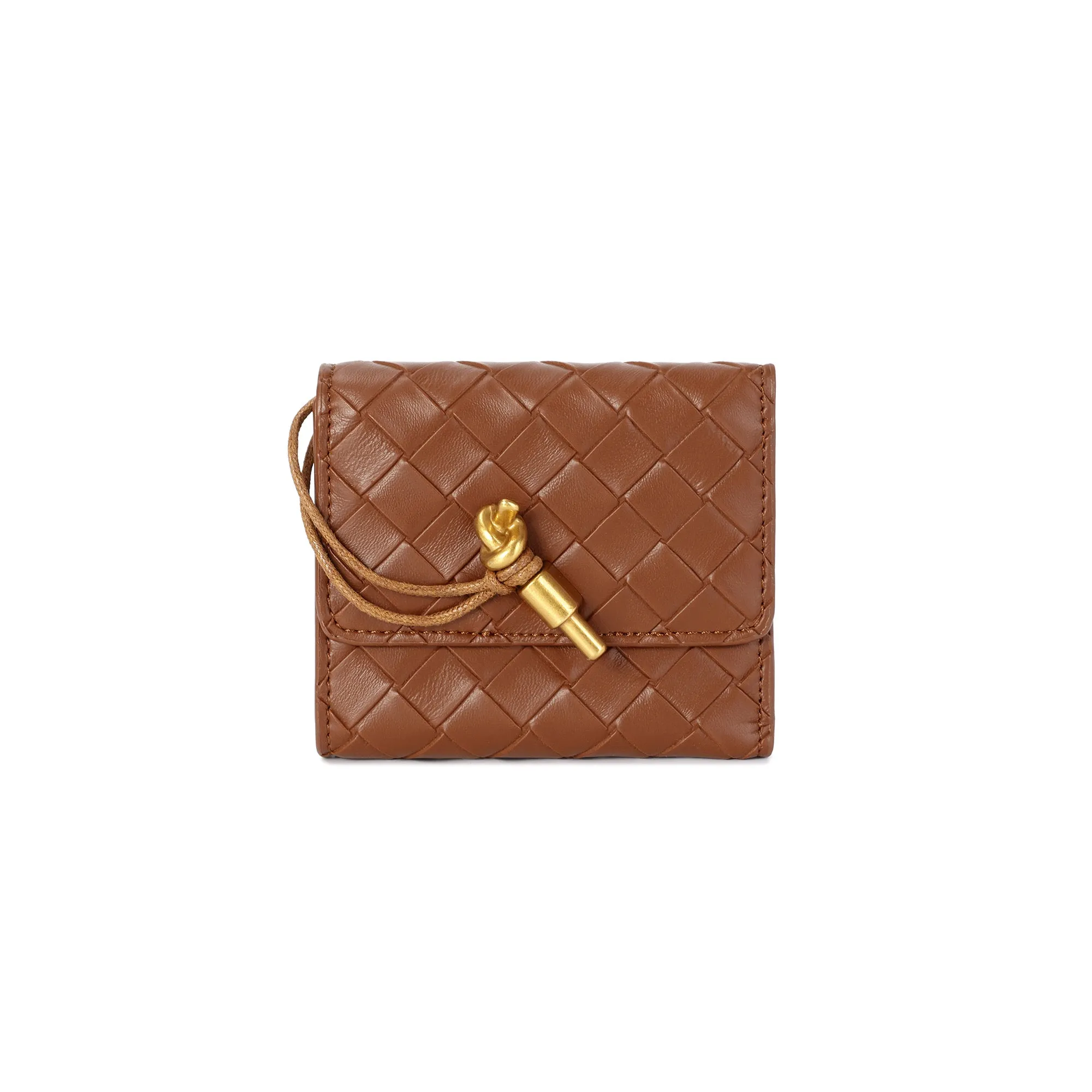 Woven Leather Compact Wallet