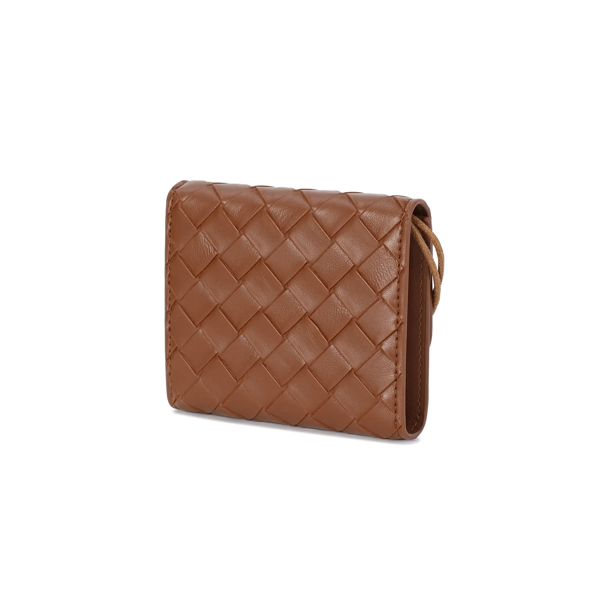 Woven Leather Compact Wallet