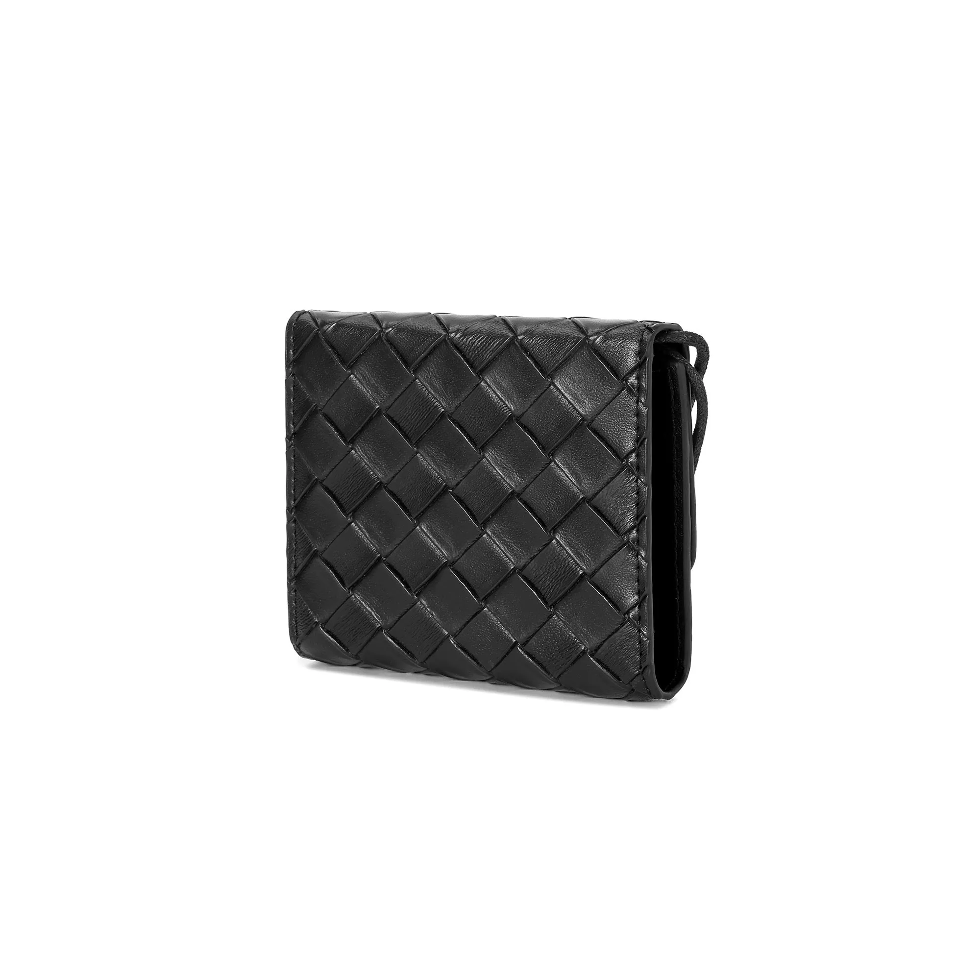 Woven Leather Compact Wallet