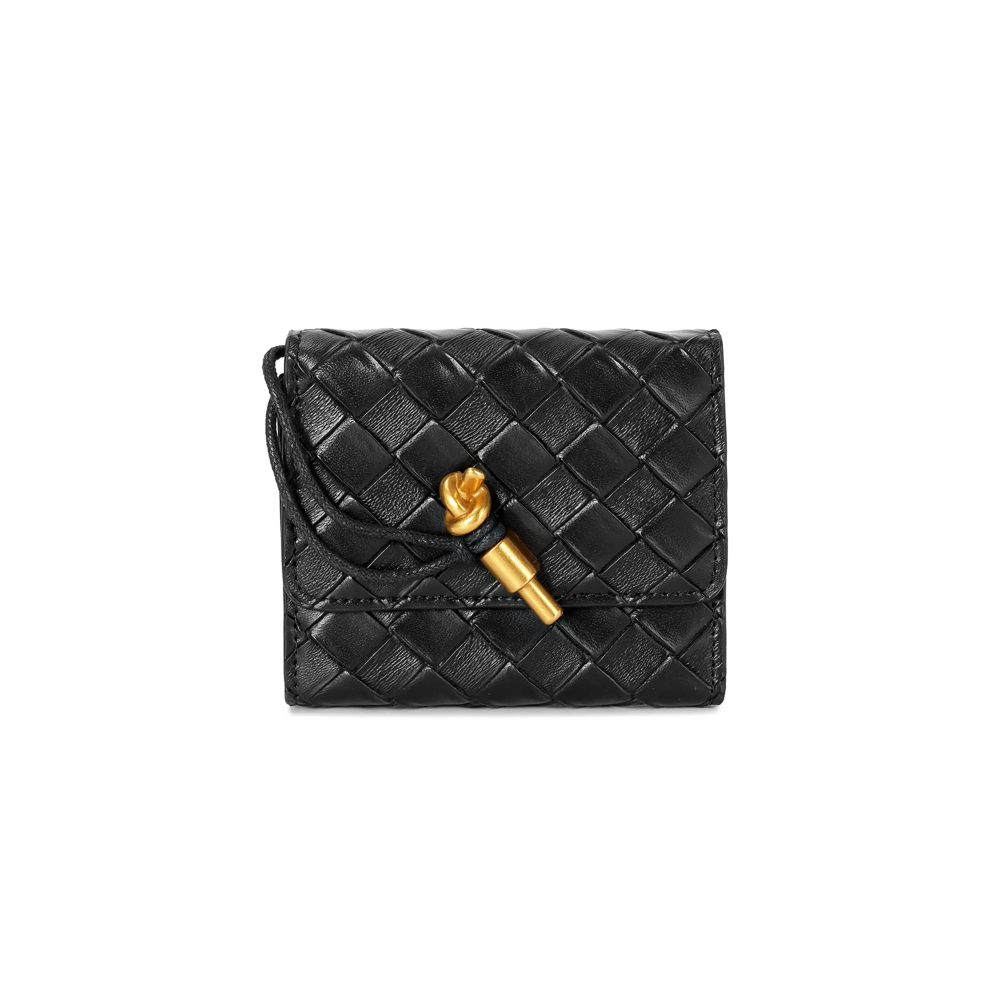 Woven Leather Compact Wallet